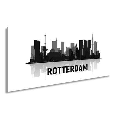 Leinwandbild Rotterdam Skyline Blau – Moderne Stadtsilhouette XXL Canvas - deyoli