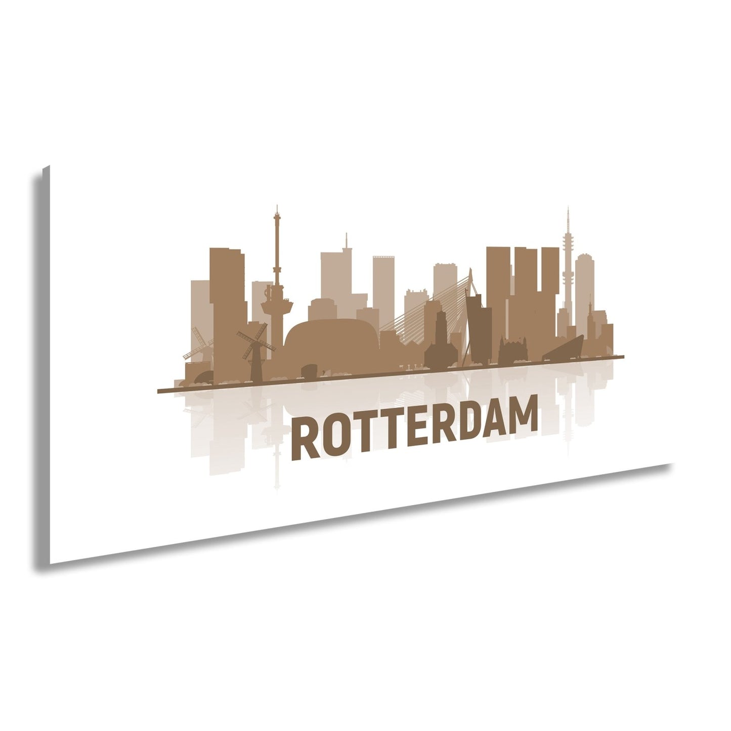Leinwandbild Rotterdam Skyline Blau – Moderne Stadtsilhouette XXL Canvas - deyoli