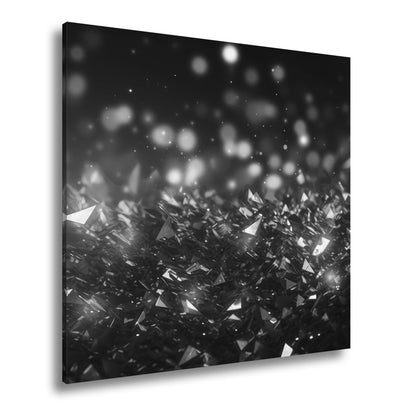 Leinwandbild Rubinrote Kristalle funkeln im Bokeh der Fantasie. - deyoli