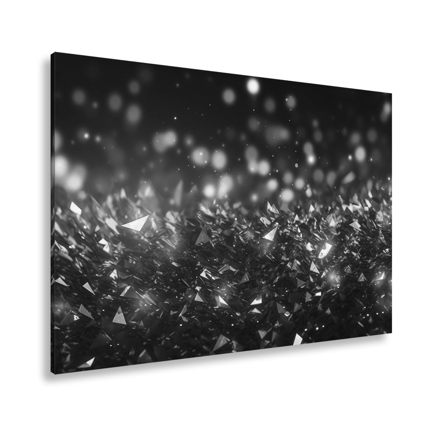 Leinwandbild Rubinrote Kristalle funkeln im Bokeh der Fantasie. - deyoli