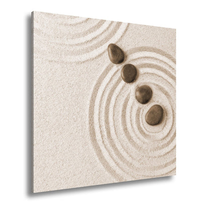 Leinwandbild Ruhe in Kreisen – Zen - Garten aus Sand und Stein. - deyoli
