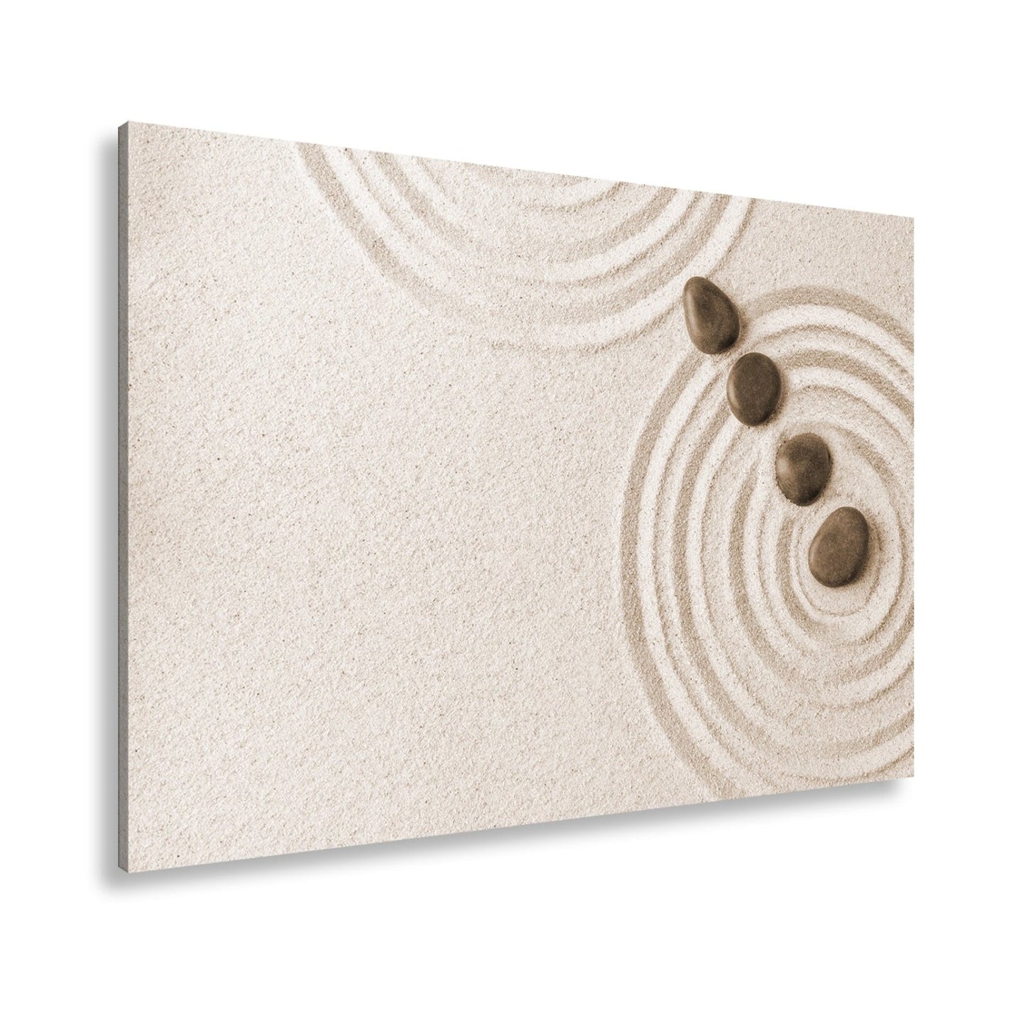 Leinwandbild Ruhe in Kreisen – Zen - Garten aus Sand und Stein. - deyoli