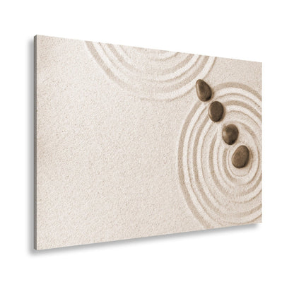 Leinwandbild Ruhe in Kreisen – Zen - Garten aus Sand und Stein. - deyoli