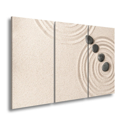 Leinwandbild Ruhe in Kreisen – Zen - Garten aus Sand und Stein. - deyoli