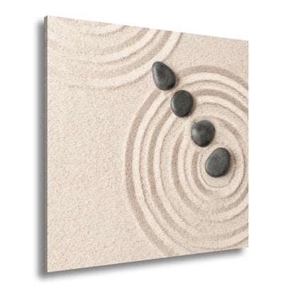 Leinwandbild Ruhe in Kreisen – Zen - Garten aus Sand und Stein. - deyoli