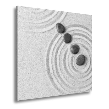 Leinwandbild Ruhe in Kreisen – Zen - Garten aus Sand und Stein. - deyoli