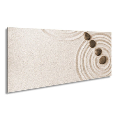 Leinwandbild Ruhe in Kreisen – Zen - Garten aus Sand und Stein. - deyoli
