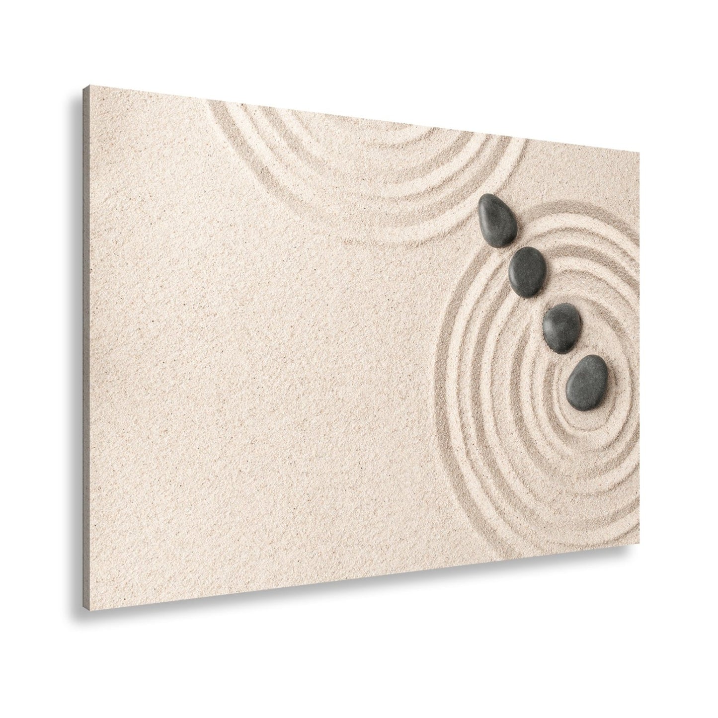 Leinwandbild Ruhe in Kreisen – Zen - Garten aus Sand und Stein. - deyoli
