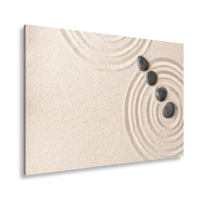 Leinwandbild Ruhe in Kreisen – Zen - Garten aus Sand und Stein. - deyoli