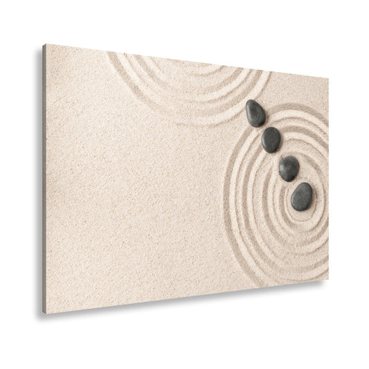 Leinwandbild Ruhe in Kreisen – Zen - Garten aus Sand und Stein. - deyoli