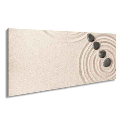 Leinwandbild Ruhe in Kreisen – Zen - Garten aus Sand und Stein. - deyoli