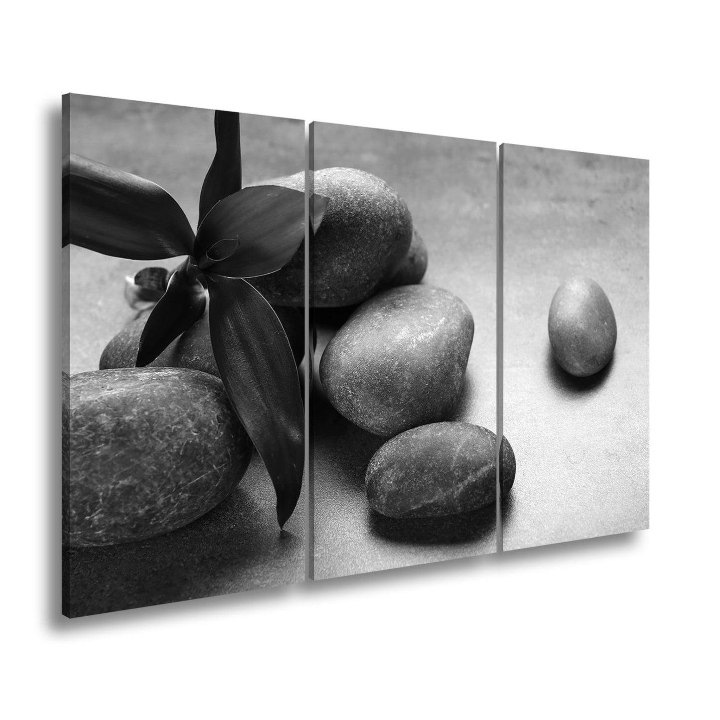 Leinwandbild Ruhevolle Steine und Blattgrün – ein Stillleben der Balance. - deyoli