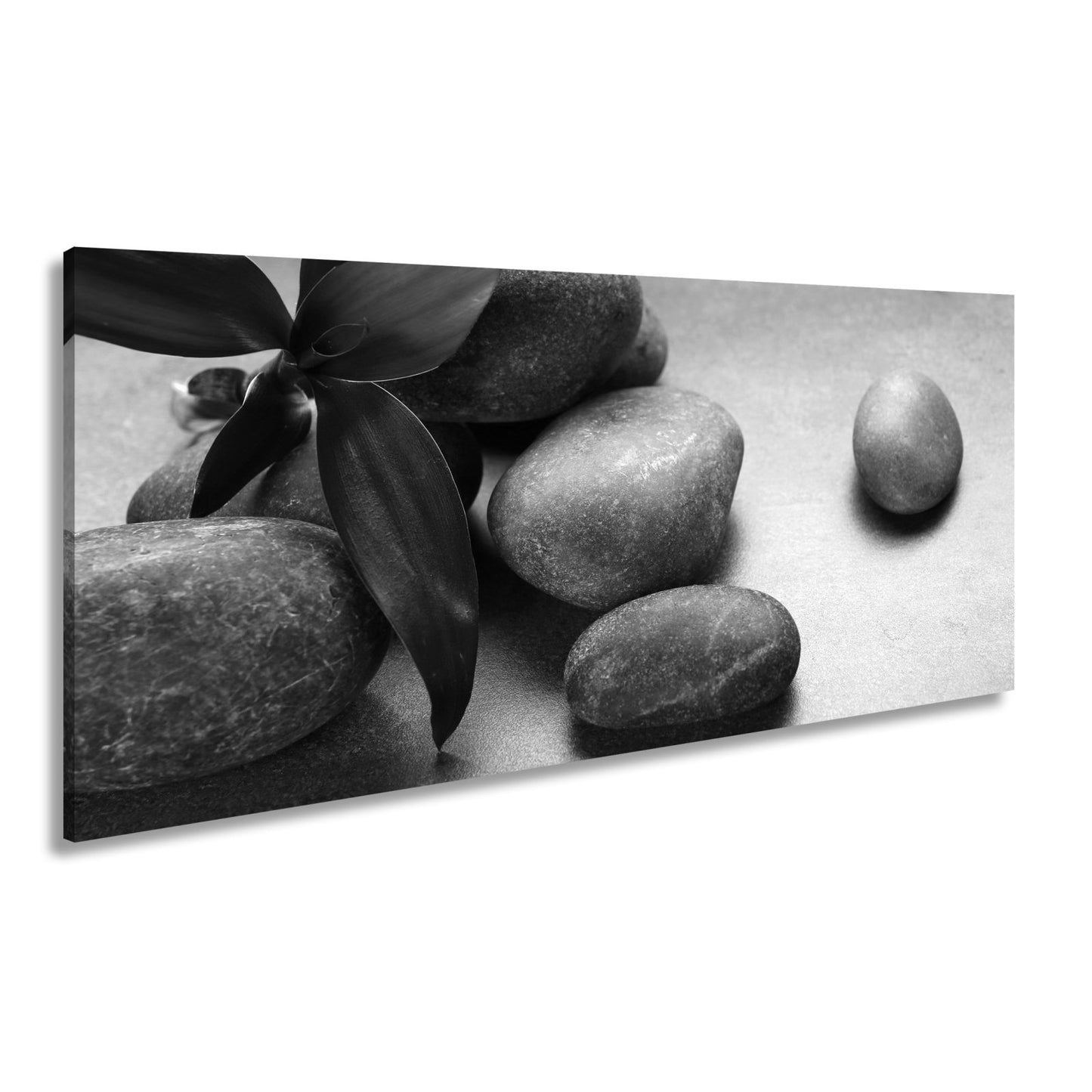 Leinwandbild Ruhevolle Steine und Blattgrün – ein Stillleben der Balance. - deyoli