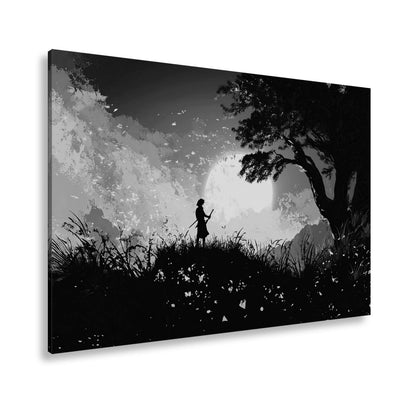 Leinwandbild Samurai im Feuerhimmel – Stille vor der Nacht. - deyoli