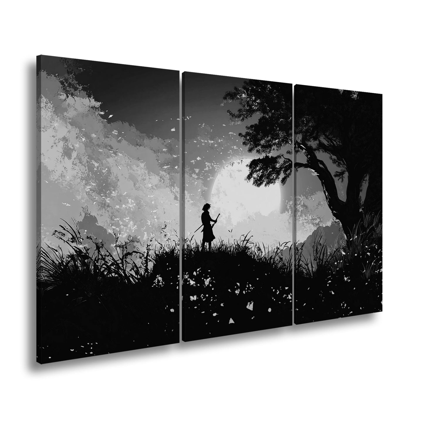 Leinwandbild Samurai im Feuerhimmel – Stille vor der Nacht. - deyoli