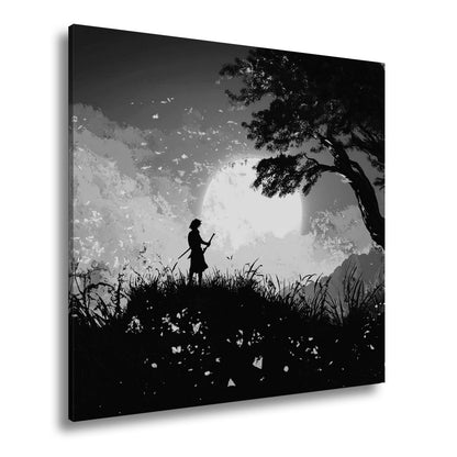 Leinwandbild Samurai im Feuerhimmel – Stille vor der Nacht. - deyoli