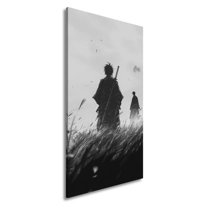 Leinwandbild Samurai XXL – Zwei Krieger stehen still im windgepeitschten Gras - deyoli