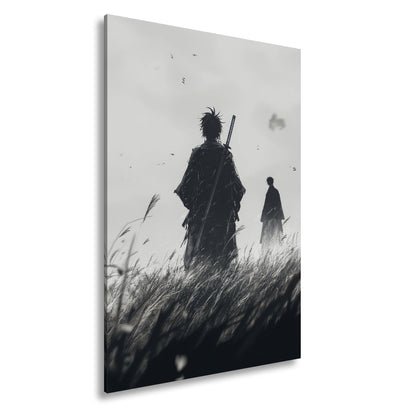 Leinwandbild Samurai XXL – Zwei Krieger stehen still im windgepeitschten Gras - deyoli