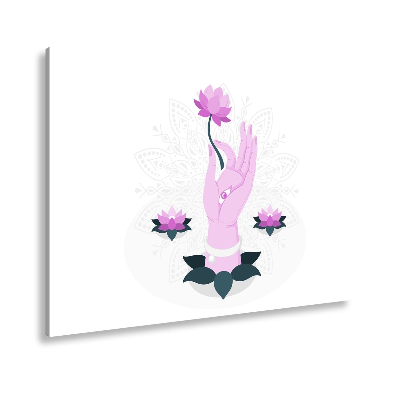 Leinwandbild Sanfte Hand erhebt eine Lotusblüte in spiritueller Harmonie - deyoli