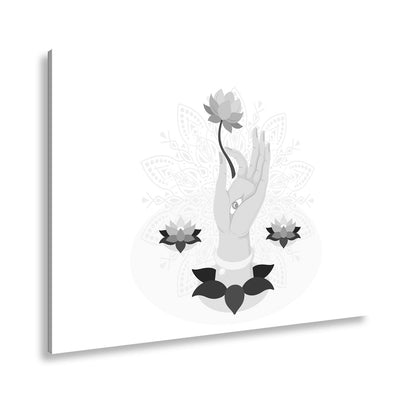 Leinwandbild Sanfte Hand erhebt eine Lotusblüte in spiritueller Harmonie - deyoli