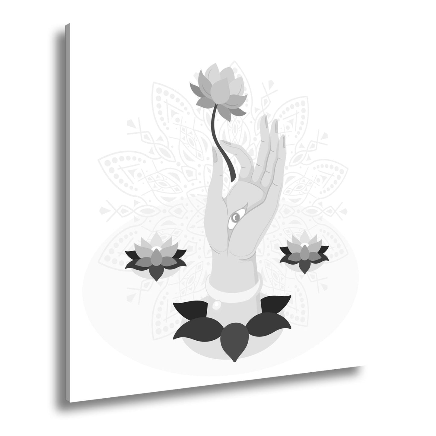 Leinwandbild Sanfte Hand erhebt eine Lotusblüte in spiritueller Harmonie - deyoli