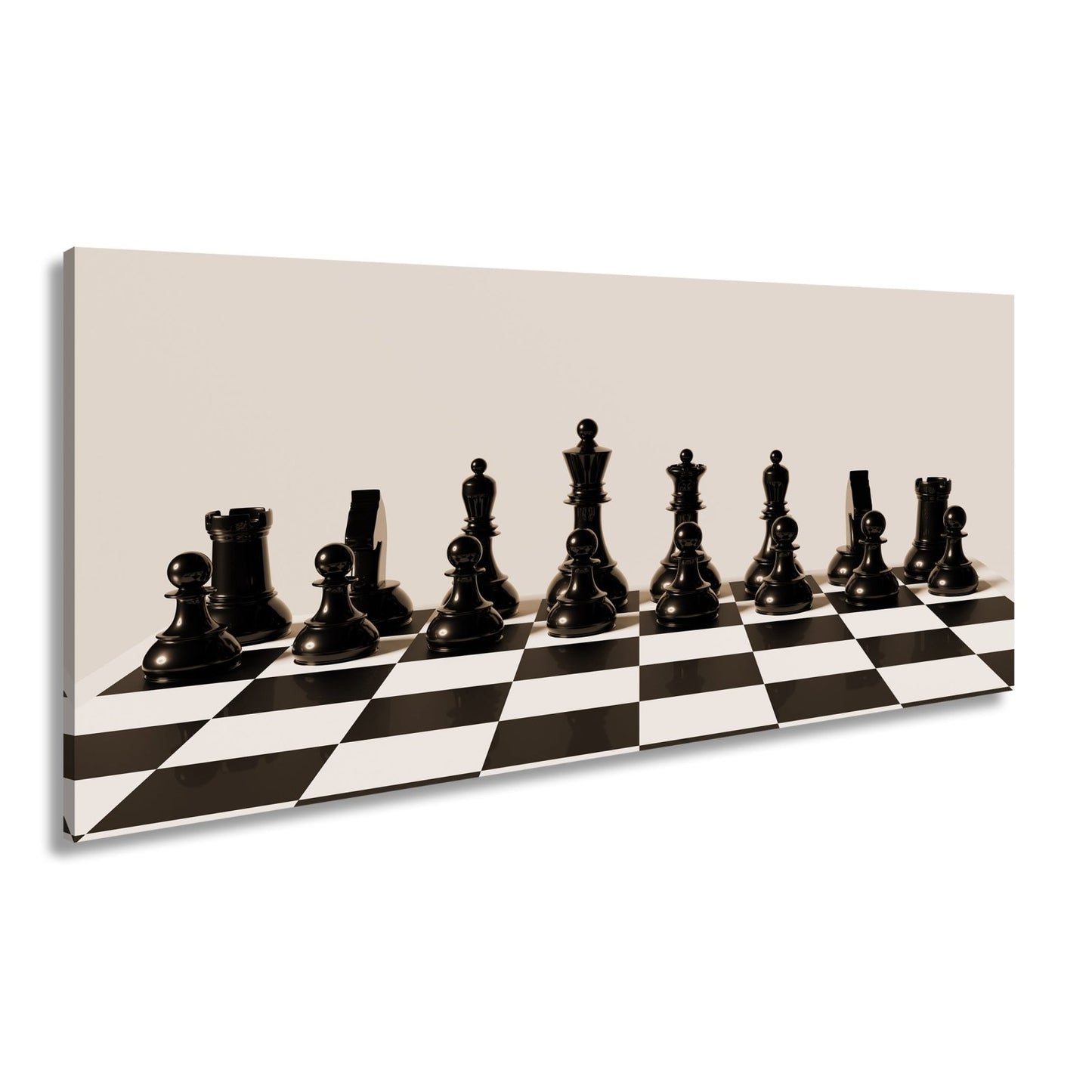 Leinwandbild Schach XXL – Figuren in Reih & Glied bereit für ersten Zug - deyoli