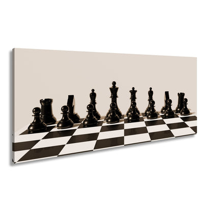 Leinwandbild Schach XXL – Figuren in Reih & Glied bereit für ersten Zug - deyoli