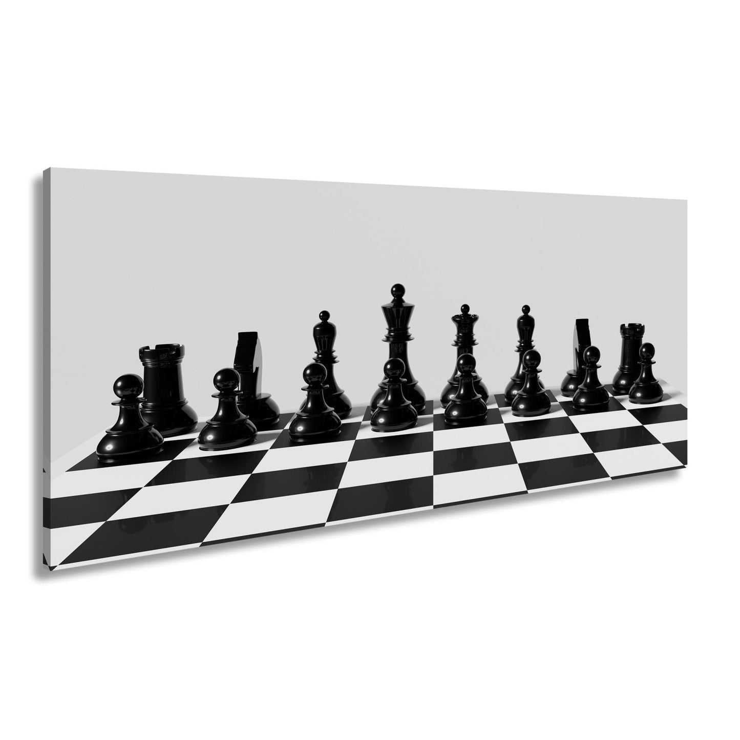 Leinwandbild Schach XXL – Figuren in Reih & Glied bereit für ersten Zug - deyoli