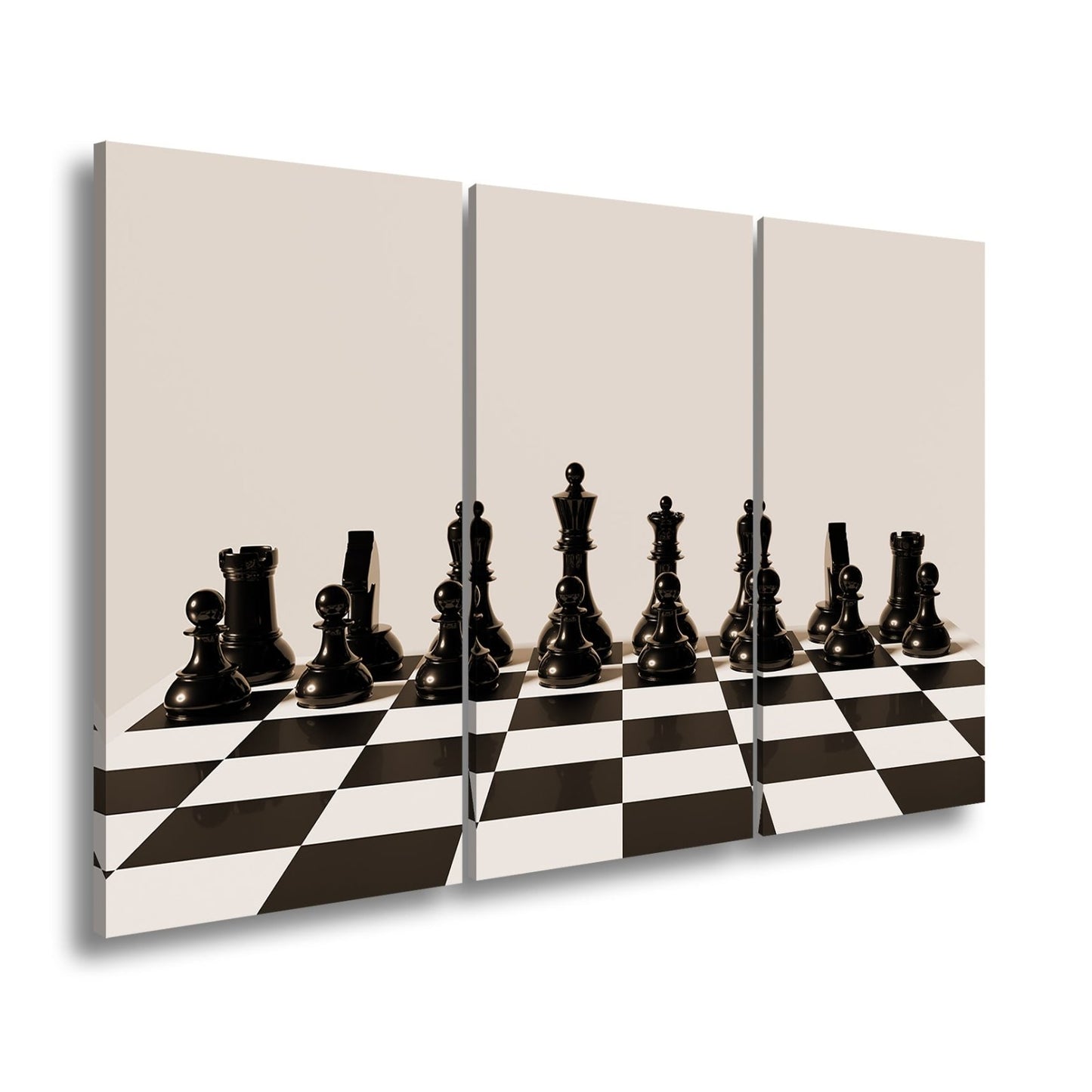 Leinwandbild Schach XXL – Figuren in Reih & Glied bereit für ersten Zug - deyoli