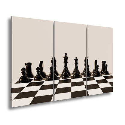 Leinwandbild Schach XXL – Figuren in Reih & Glied bereit für ersten Zug - deyoli