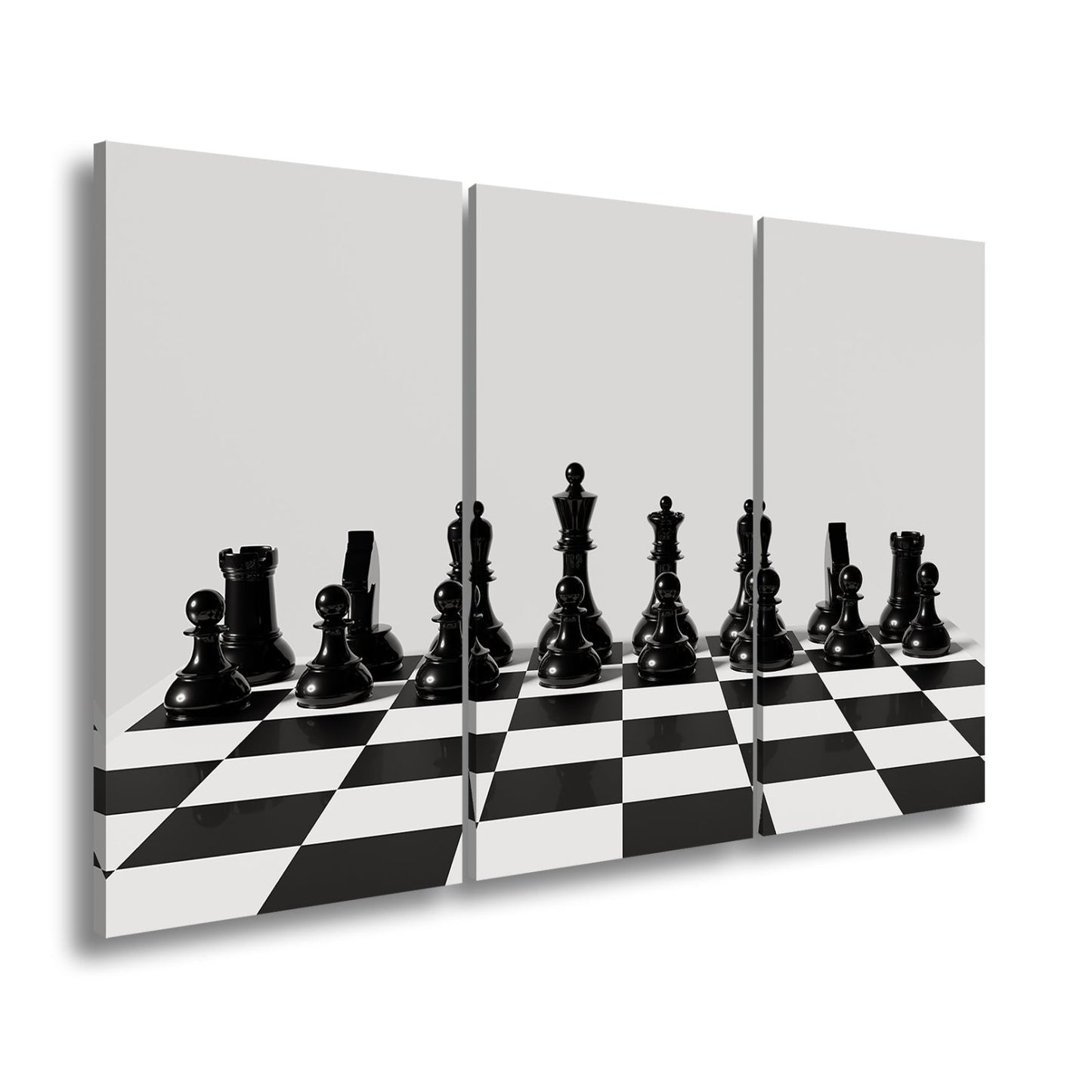 Leinwandbild Schach XXL – Figuren in Reih & Glied bereit für ersten Zug - deyoli
