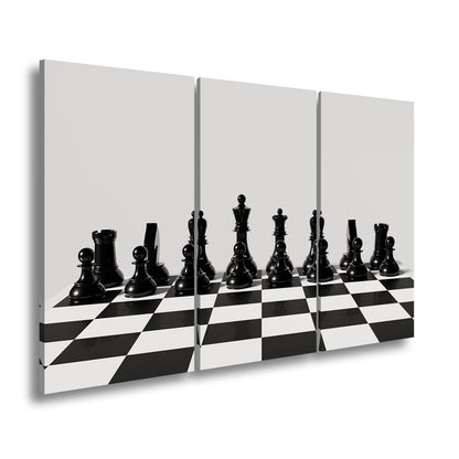 Leinwandbild Schach XXL – Figuren in Reih & Glied bereit für ersten Zug - deyoli