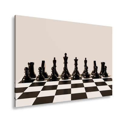 Leinwandbild Schach XXL – Figuren in Reih & Glied bereit für ersten Zug - deyoli