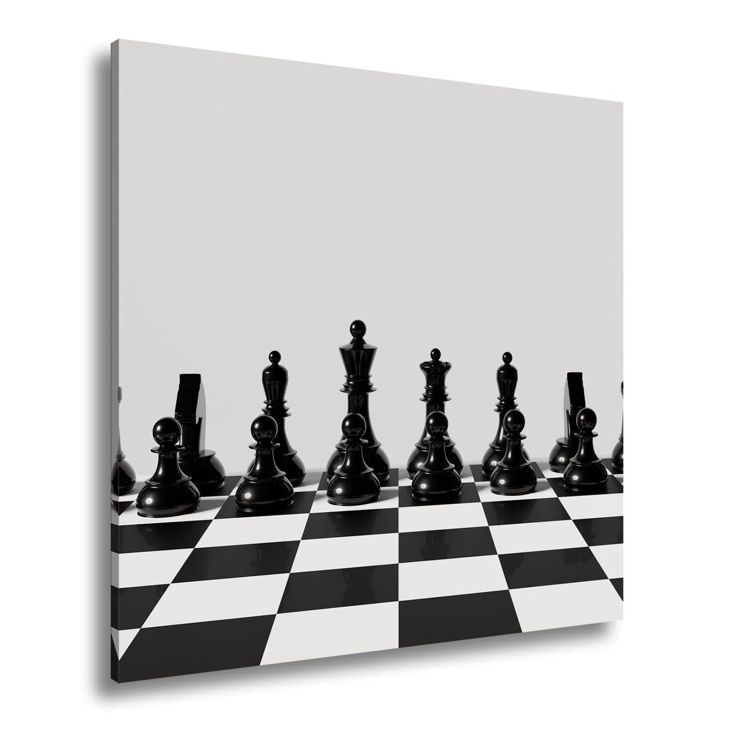 Leinwandbild Schach XXL – Figuren in Reih & Glied bereit für ersten Zug - deyoli