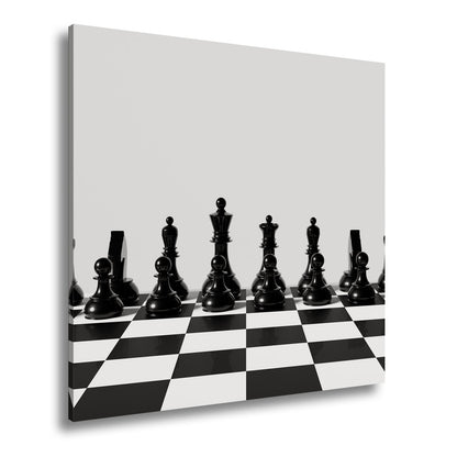 Leinwandbild Schach XXL – Figuren in Reih & Glied bereit für ersten Zug - deyoli