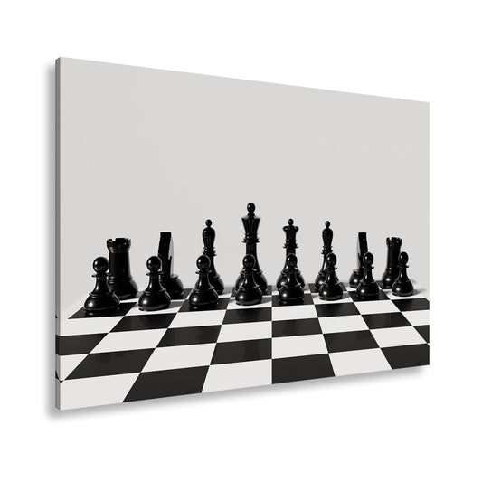Leinwandbild Schach XXL – Figuren in Reih & Glied bereit für ersten Zug - deyoli
