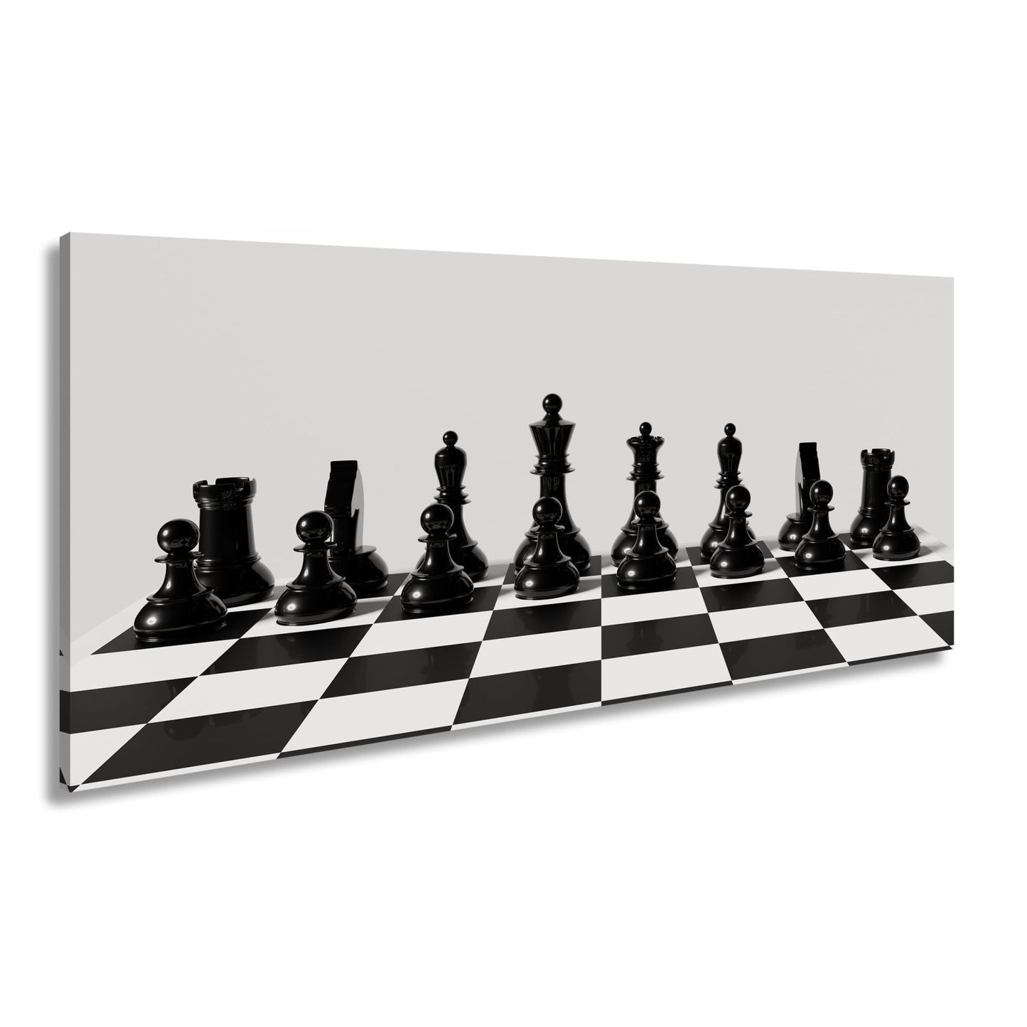 Leinwandbild Schach XXL – Figuren in Reih & Glied bereit für ersten Zug - deyoli