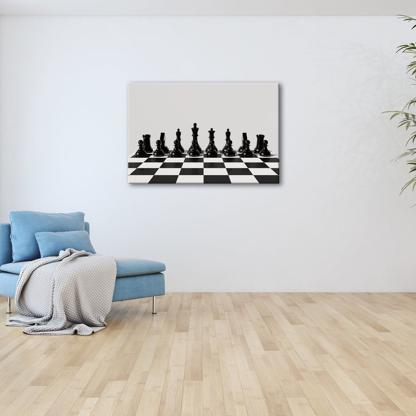Leinwandbild Schach XXL – Figuren in Reih & Glied bereit für ersten Zug - deyoli