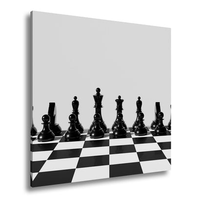 Leinwandbild Schach XXL – Figuren in Reih & Glied bereit für ersten Zug - deyoli