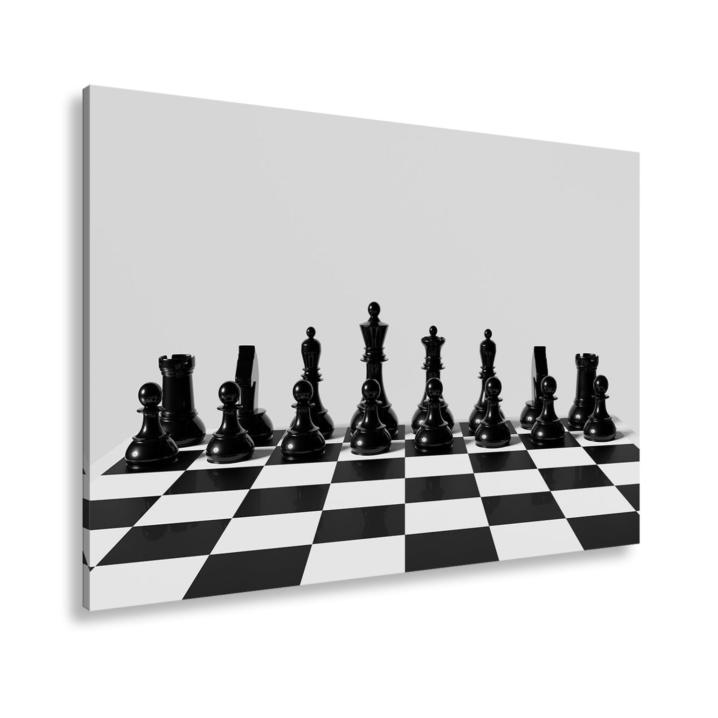 Leinwandbild Schach XXL – Figuren in Reih & Glied bereit für ersten Zug - deyoli