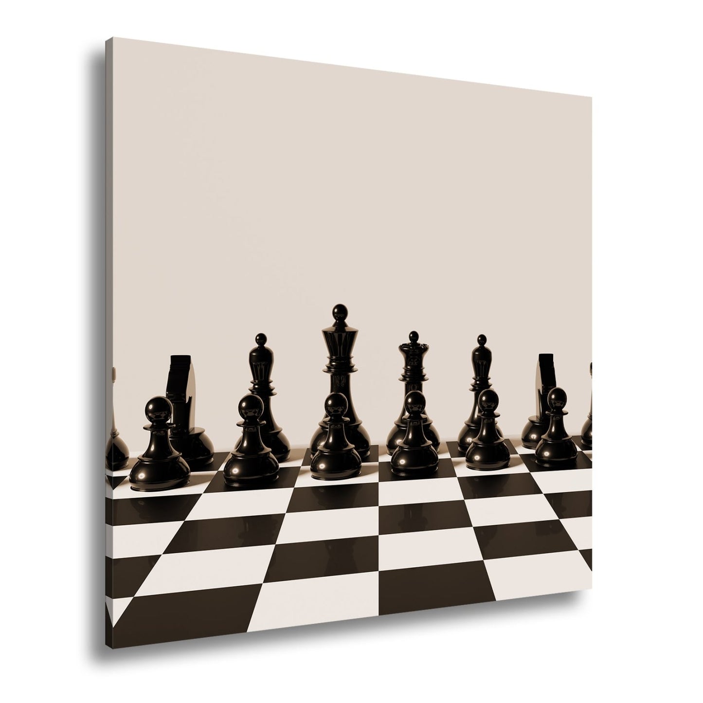 Leinwandbild Schach XXL – Figuren in Reih & Glied bereit für ersten Zug - deyoli