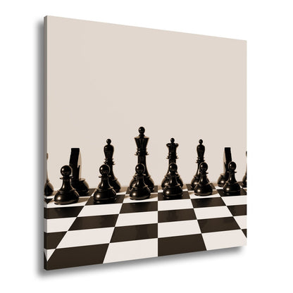 Leinwandbild Schach XXL – Figuren in Reih & Glied bereit für ersten Zug - deyoli