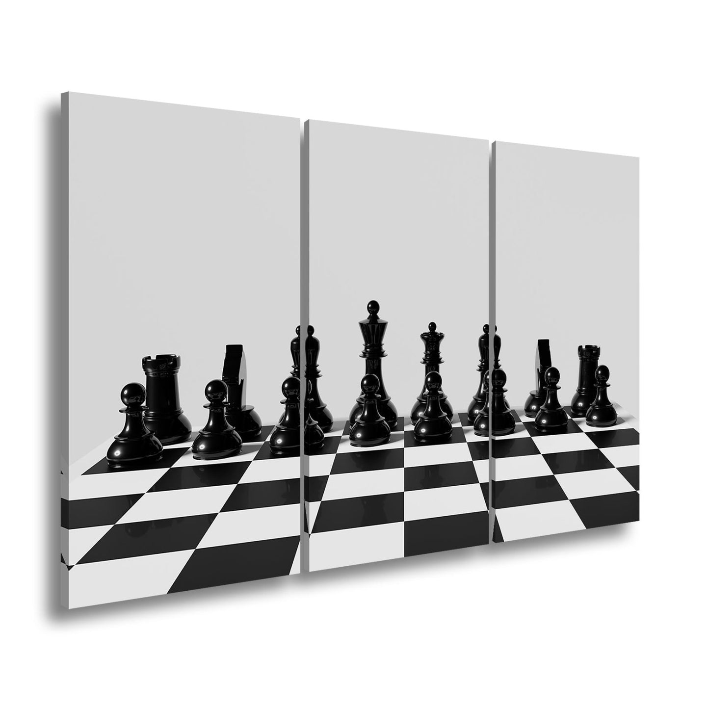 Leinwandbild Schach XXL – Figuren in Reih & Glied bereit für ersten Zug - deyoli