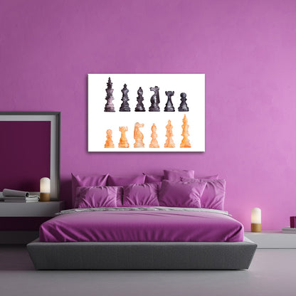 Leinwandbild Schach XXL – Zwei Armeen in zarter Aquarelloptik bereit zum Duell - deyoli