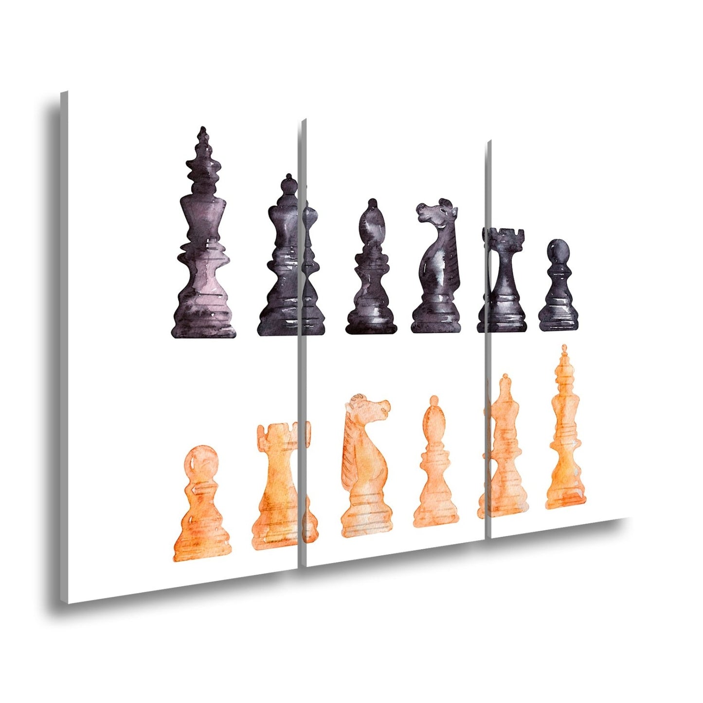 Leinwandbild Schach XXL – Zwei Armeen in zarter Aquarelloptik bereit zum Duell - deyoli