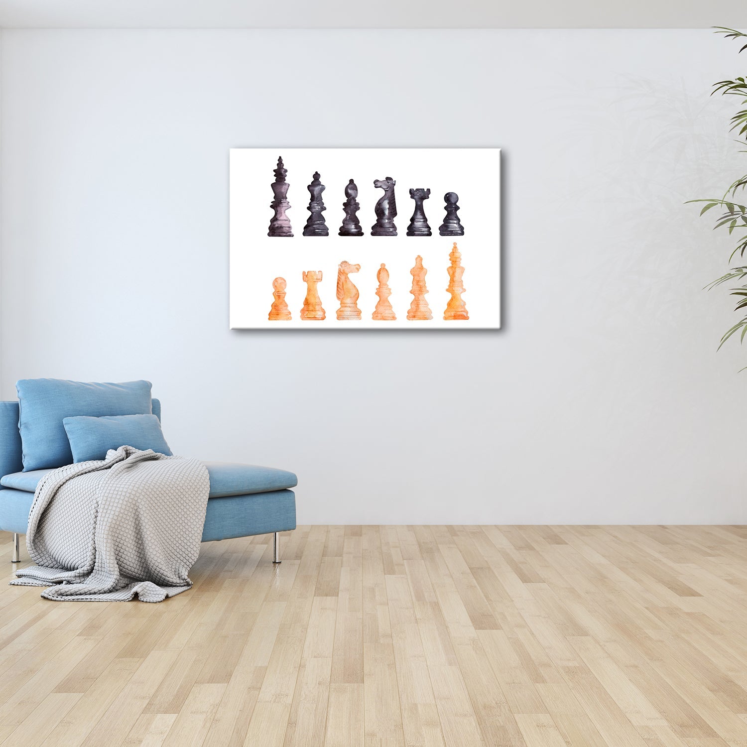 Leinwandbild Schach XXL – Zwei Armeen in zarter Aquarelloptik bereit zum Duell - deyoli
