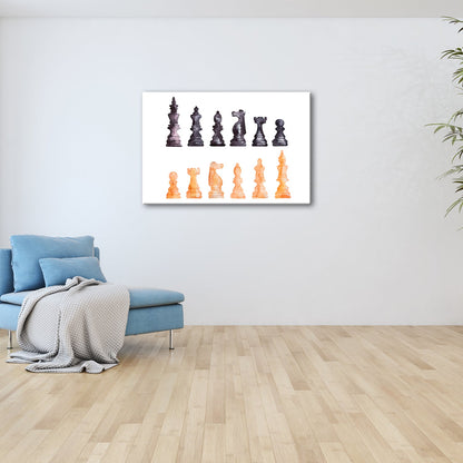 Leinwandbild Schach XXL – Zwei Armeen in zarter Aquarelloptik bereit zum Duell - deyoli