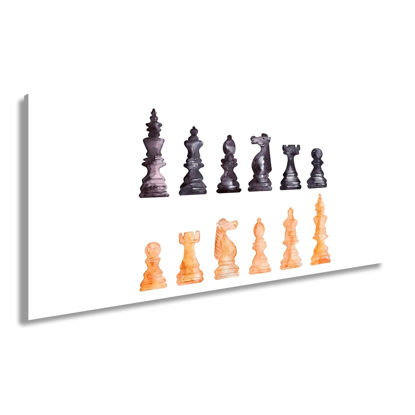 Leinwandbild Schach XXL – Zwei Armeen in zarter Aquarelloptik bereit zum Duell - deyoli