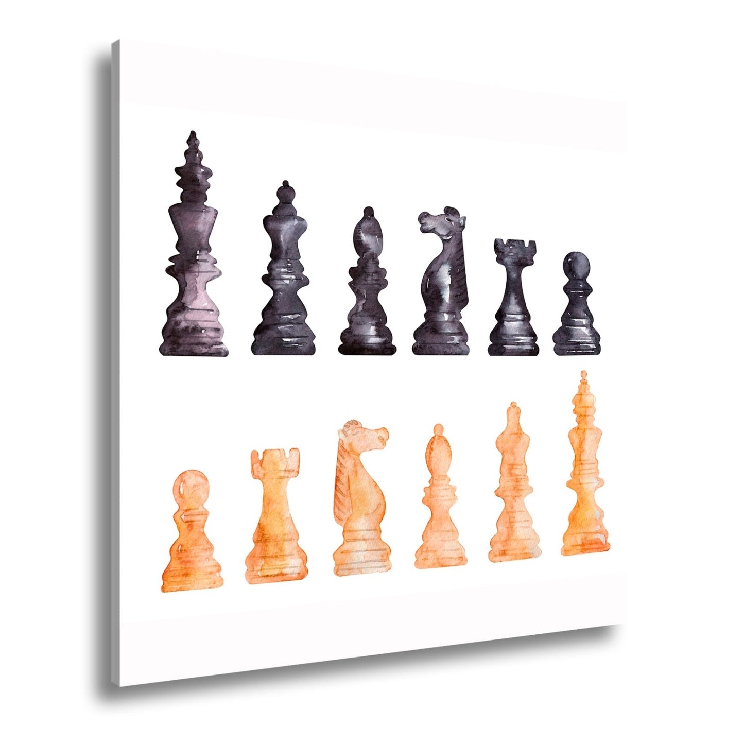 Leinwandbild Schach XXL – Zwei Armeen in zarter Aquarelloptik bereit zum Duell - deyoli