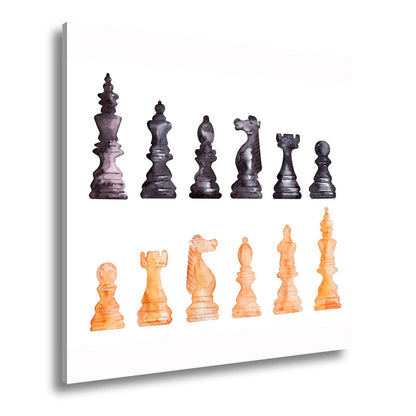 Leinwandbild Schach XXL – Zwei Armeen in zarter Aquarelloptik bereit zum Duell - deyoli